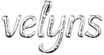 White 'velyns' text on a black background